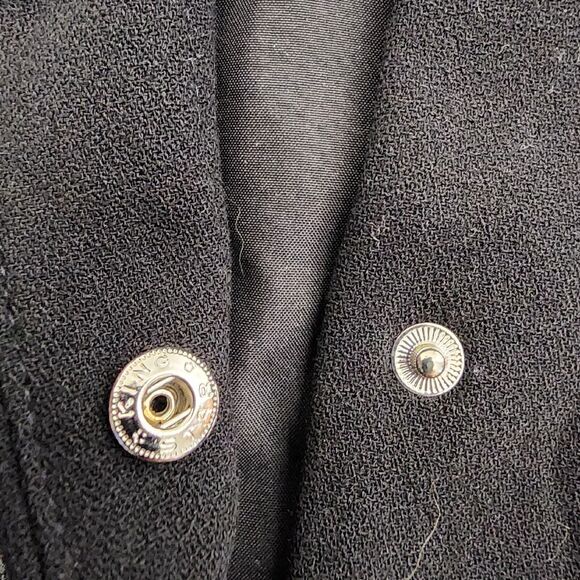 A New Day Womans Jacket Sz 8 Black Collarless Snap Front Crop Lined Shoulder Pad - Picture 7 of 10